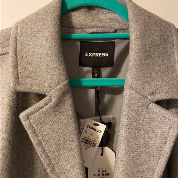 Gray Coat Wool Blend Express Very Nice - Picture 5 of 7